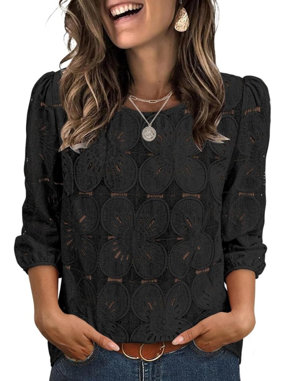 women's Black Blouses Dressy Casual Length Sleeve Spring Summer Shirts